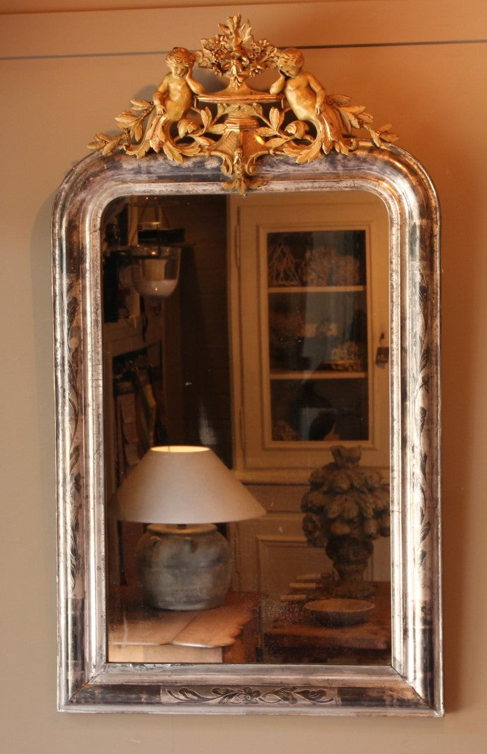 Antique French Crested Mirror