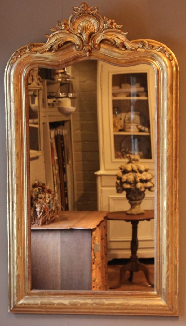 Antique French Gilt Crest Mirror