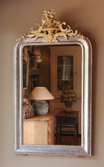 Antique Silver-Leaf Crest Mirror
