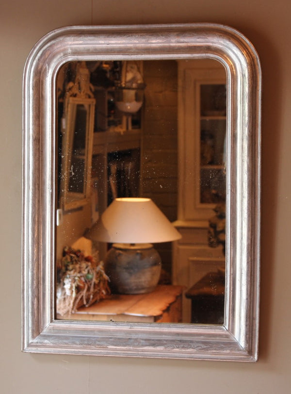 Antique Sleek French Silver Mirror