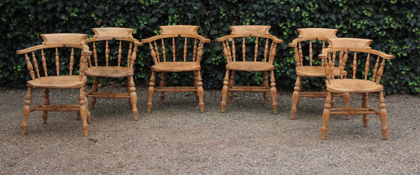 Antieke set van 6 houten Captain Chairs - 0239.D