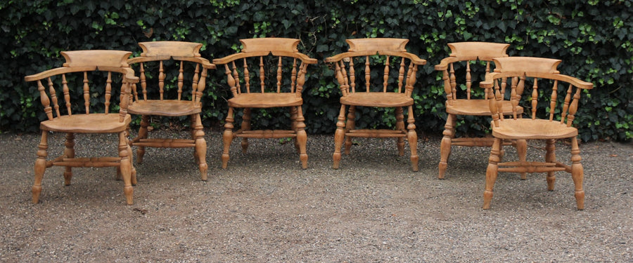 Antieke set van 6 houten Captain Chairs - 0239.D