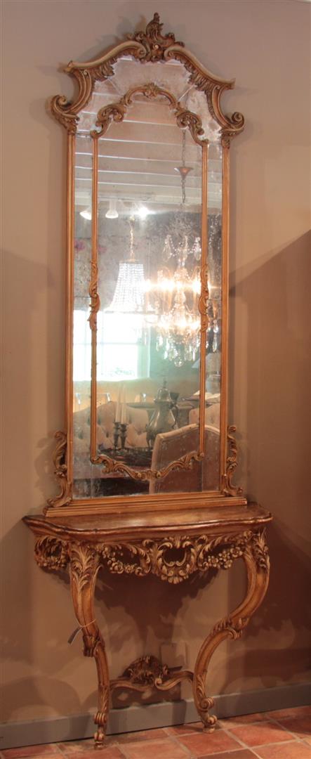 Antique Mirror with Console