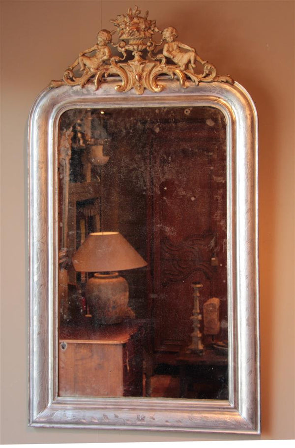 Antique French Mirror with Cherubs